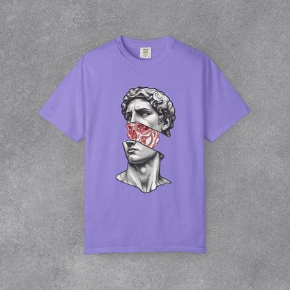Copy of Sculpted Bust with Red Marble Band T-Shirt | Statue Art Tee